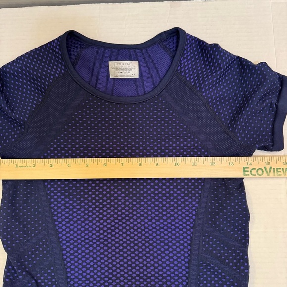 Athleta Blue Short Sleeve Round Neck Athletic Top - Picture 4 of 6